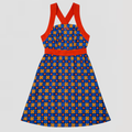 Edition Limitée - ROBE AUDREY MOTIFS FLEURS RETRO BLEU / ORANGE