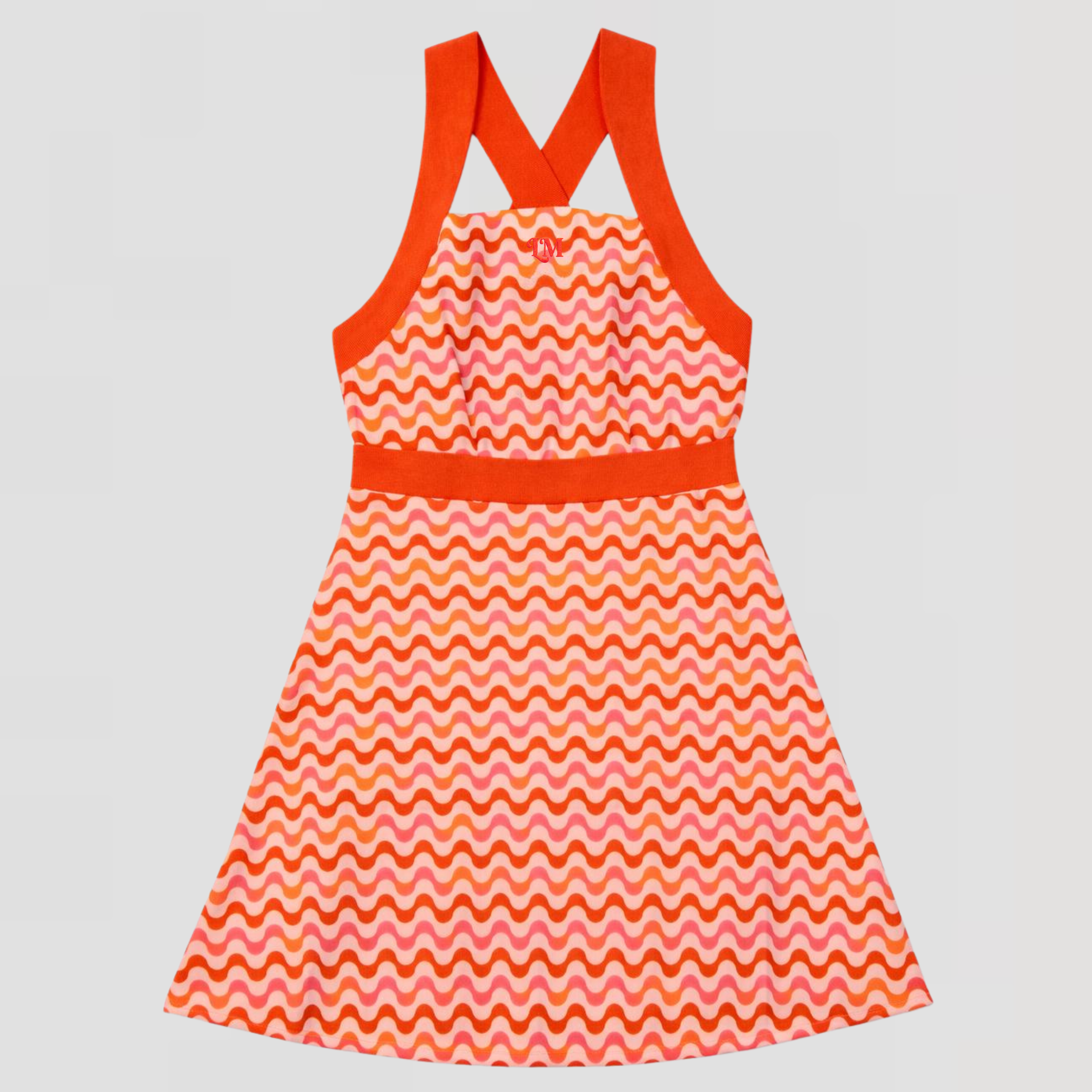 Edition Limitée - ROBE AUDREY MOTIFS VAGUES ROSE ORANGE